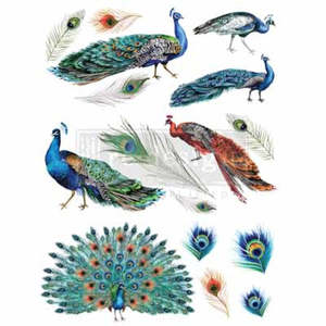 Upcycling Decorating Rub On Transfers: REDESIGN Transfer Peacock Dreams