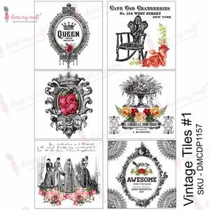 DRESS MY CRAFT Water Transfer Vintage Tiles #1