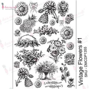 DRESS MY CRAFT Water Transfer Vintage Flowers #1