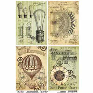Upcycling Decorating Decoupage Rice Paper: STAMPERIA Rice Paper Jules Verne Cards A4