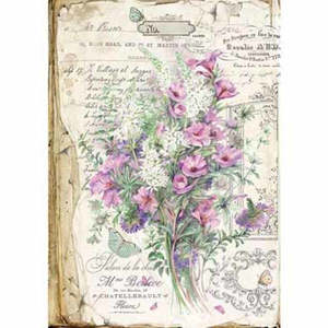 Upcycling Decorating Decoupage Rice Paper: STAMPERIA Rice Paper Bouquet A3