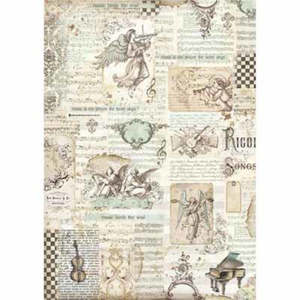 Upcycling Decorating Decoupage Rice Paper: STAMPERIA Rice Paper Angels & Music A3