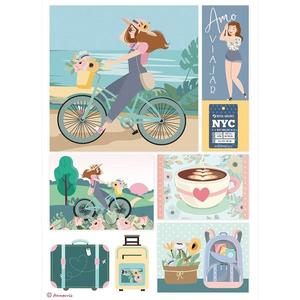 Upcycling Decorating Decoupage Rice Paper: STAMPERIA Rice Paper Bicycle by Joanna A4