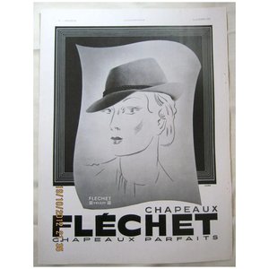 Products: ORIGINAL Chapeaux FLECHET Advert From L ' Illustration French Magazine October 1937