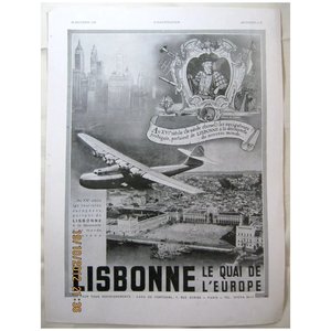 Products: ORIGINAL LISBONNE Tourist Advert From L ' Illustration French Magazine December 1939