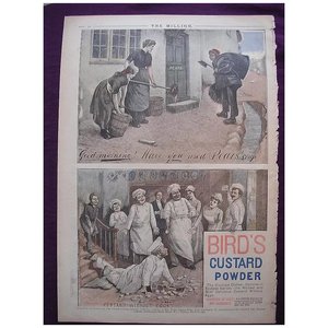 Products: Victorian Colour Adverts for PEAR'S Soap & BIRD'S Custard From THE MILLION Newspaper 1892