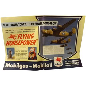 Products: WW11 Mobilgas Double Page Advertisement Flying Horsepower