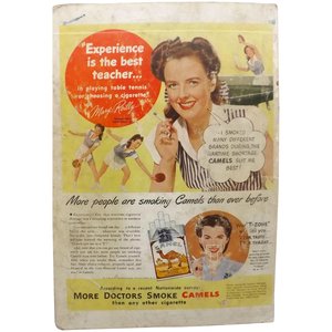 Products: CAMELS Cigarettes Advertisement Esquire Magazine 1940's Mary Reilly International Table Tennis Star