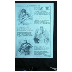Products: BEECHAMS PILLS - Original Full Page Advert Illustrated London News March 1890