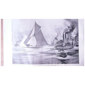 Products: Contest For The AMERICA CUP Starting First Race' Full Page from The London Illustrated News Sept.1895