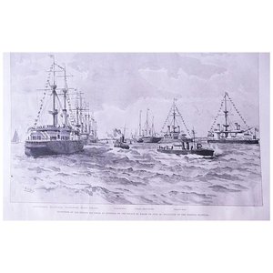 Products: Inspection of The Italian Squadron at Spithead' Full Page from The London Illustrated News July 1895
