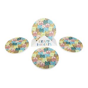 Gifts For Her: Cat round coasters Set of 4