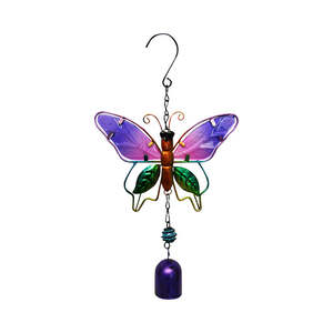 Garden glass butterfly hanger purple