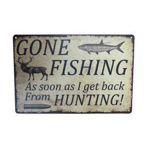 Art tin sign fishing hunting