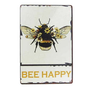 Art tin sign bee happy