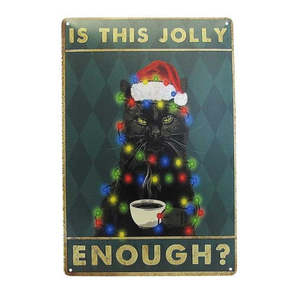 Art tin Christmas cat