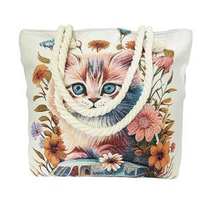 Beach And Summer Fun: Rope tote bag kitten