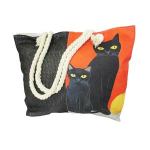 Beach And Summer Fun: Rope tote bag Black Cats (large)