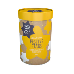 Christmas Cookies: Xmas Shortbread Festive Stars Cylinder 400g UNIT