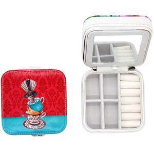 NZ Artwork Jewellery Box Fantail on teacup red