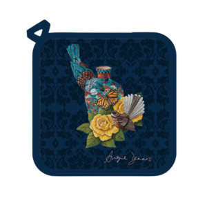 Kitchen: NZ Artwork Pot Holder Tui & Fantail