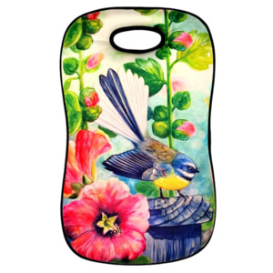 Gifts For Mum: NZ Artwork Garden Kneeler - Fantail on fence post
