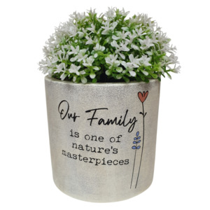 Faux Indoor Plants Pots: 16cm Wild Meadow Pot Plant - Family
