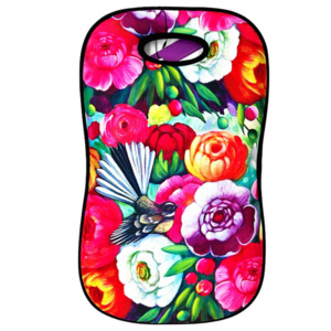 NZ Artwork Garden Kneeler Fantail & Flowers