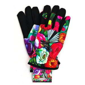 NZ Artwork Garden Gloves Fantail & Flowers