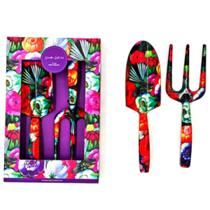 NZ Artwork Garden Trowel & Fork Set Fantail & Flowers