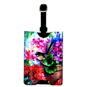 NZ Artwork Luggage Tag - Fantail on pot