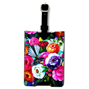NZ Artwork Luggage Tag - Fantail & Flowers