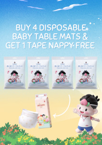 All: BUY 4 DISPOSABLE TABLE MATS & GET 1 TAPE NAPPY FREE