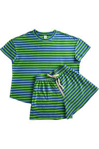 Organic Womens PJ Set | Leaf + So Blue Stripe
