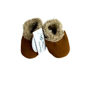 Lambskin Baby Booties - Tan Suede
