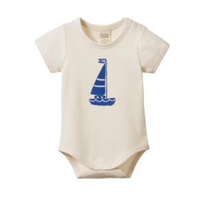 Onesies: Short Sleeve Jersey Bodysuit | Sail Boat