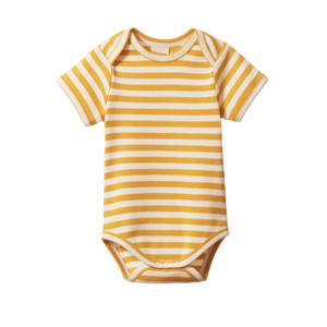 Onesies: Short Sleeve Bodysuit | Golden Sea Stripe