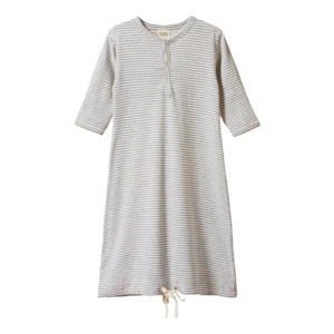 Sleeping Gown | Grey Marl Stripe