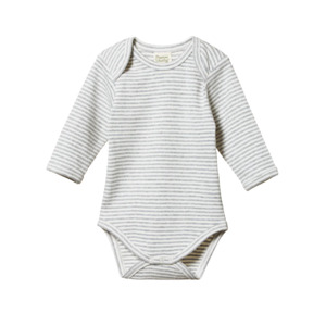 Long Sleeve Bodysuit | Grey Marl Stripe