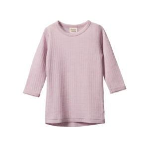Merino Pointelle Long Sleeve Cloud Tee | Lilac