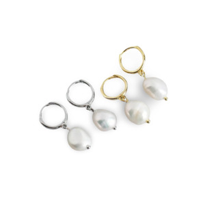 Products: Darling Pearl Hoop Earnings - mon cherie cherie
