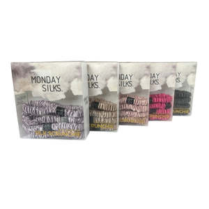 Silk Scrunchies: Skinny Silk Scrunchies - Bold - 4 Pack