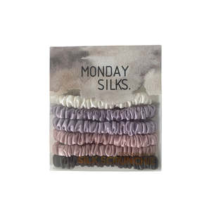 Silk Scrunchies: Skinny Silk Scrunchies - Pastel 6 Pack