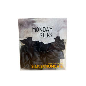 Silk Scrunchies: Midi Silk Scrunchies Black - 2 Pack