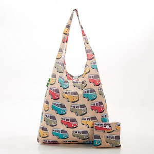 Eco Chic: FOLDABLE SHOPPER - BEIGE CAMPER VANS