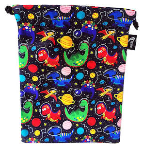 Kids: TOILET BAG KIDS - SPACE DINO - DRAWSTRING