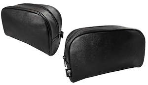 Toilet Bags: TOILET BAG UNISEX - PLAIN BLACK - OVAL