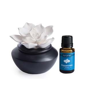 PORCELAIN ESSENTIAL OIL DIFFUSER GARDENIA  + PEPPERMINT OIL