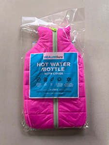 HEALTH + SURE HOT WATER BOTTLE 2L WITH PINK JACKET COVER