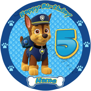 Paw Patrol Chase Edible Cake Image - can be personalised - The Monkey Tree